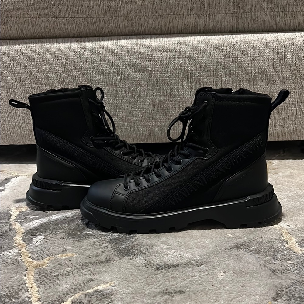 Armani Exchange Black Combat Boots